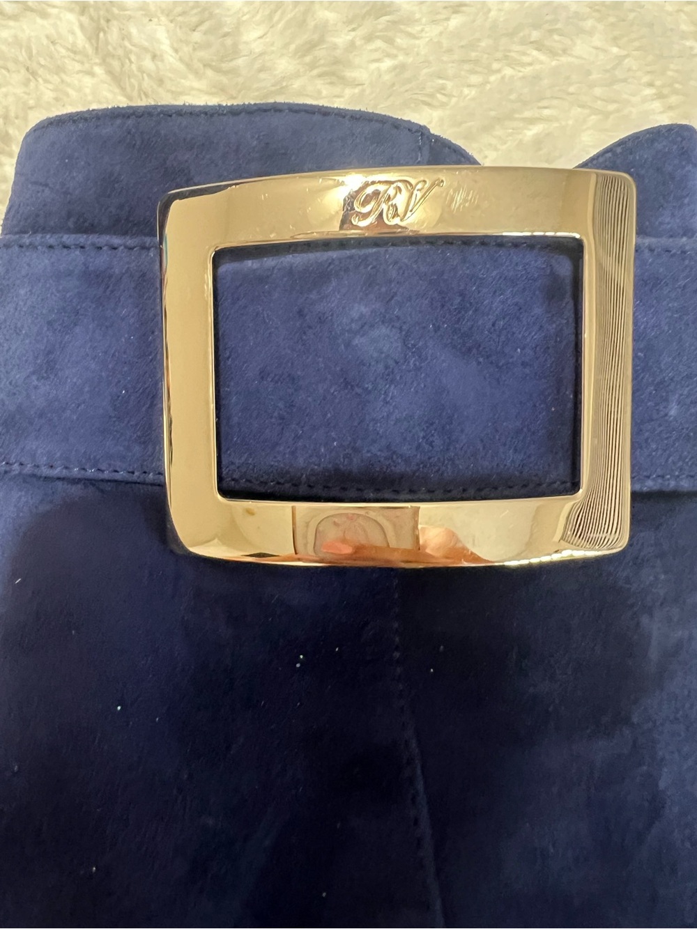 Roger Vivier Polly Blue Suede Buckle Ankle Boots Size 41 Made in Italy - Picture 8 of 14